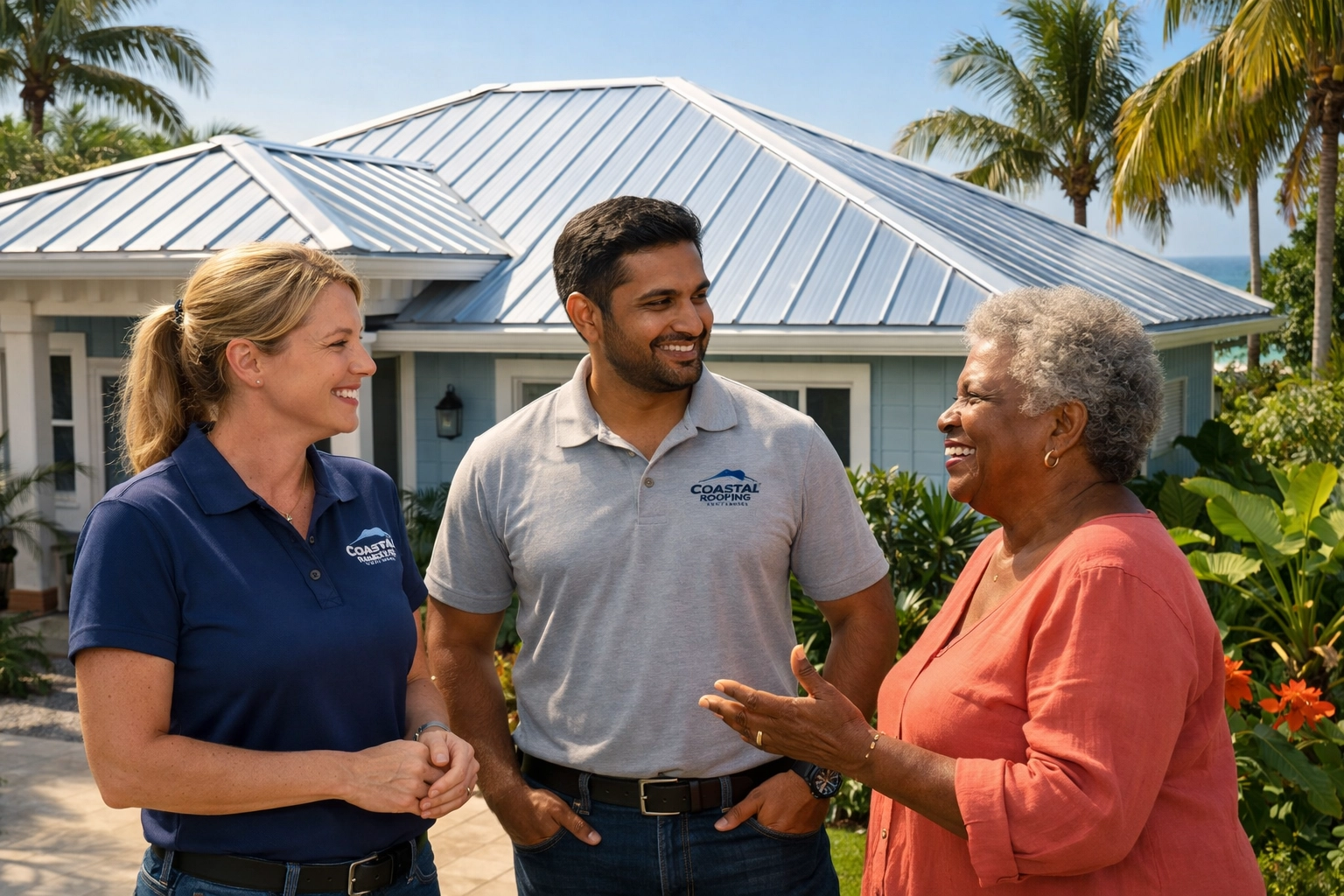 Roofing professionals in Florida focusing on customer service after AI captured the lead.