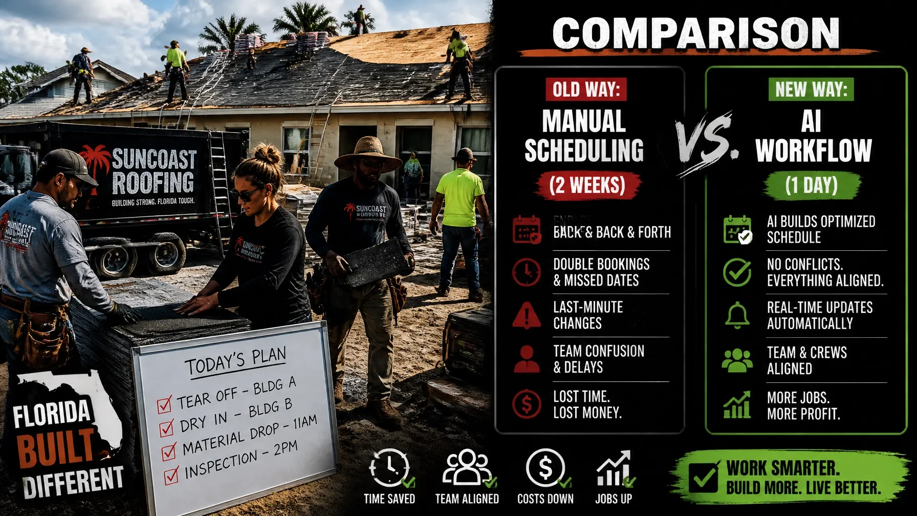 Comparison: Old Way (Manual Scheduling) vs New Way (AI Workflow)